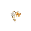 White and Yellow Gold and Citrine Quartz and Diamonds Ring