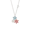 White and Pink Gold Necklace with Pink Tourmaline Aquamarine and Diamonds 8 mm