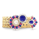 Ludo Secret Watch in 18K Yellow Gold with Diamonds and Sapphires