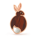 Lucky Animals Rabbit Clip in 18K Rose Gold with Mother-of-Pearl and Obsidian
