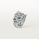 Belle Vante Panthère Paved Ring White Gold Onyx Emeralds Diamonds