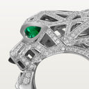 Belle Vante Panthère Paved Ring White Gold Onyx Emeralds Diamonds