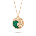 Zodiaque Virginis Virgo Long Necklace in 18K Rose Gold with Malachite