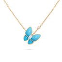 Two Butterfly Pendant with Turquoise and Diamonds