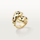 Belle Vante Panthère Articulated Ring Yellow Gold Onyx Tsavorite Garnet