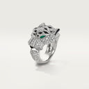 Panthère de Belle Vante Paved Ring With Diamonds Emeralds Onyx