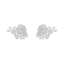 Medium White Gold Diamond Rose Motif Earrings