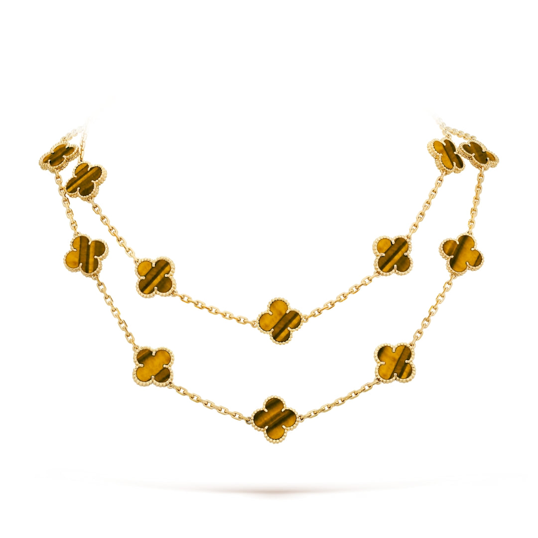 Belle Vante Necklace 20 Motifs Tiger Eye 18K Yellow Gold