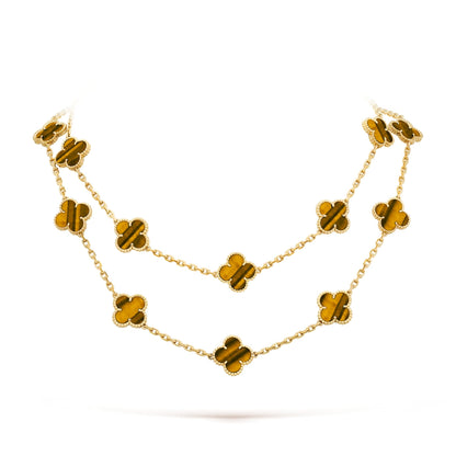 Belle Vante Necklace 20 Motifs Tiger Eye 18K Yellow Gold