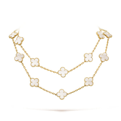 Belle Vante Necklace 20 Motifs Mother-Of-Pearl 18K Yellow Gold