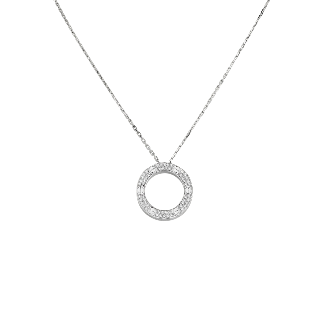 Love Pendant Paved Diamonds 18ct White Gold