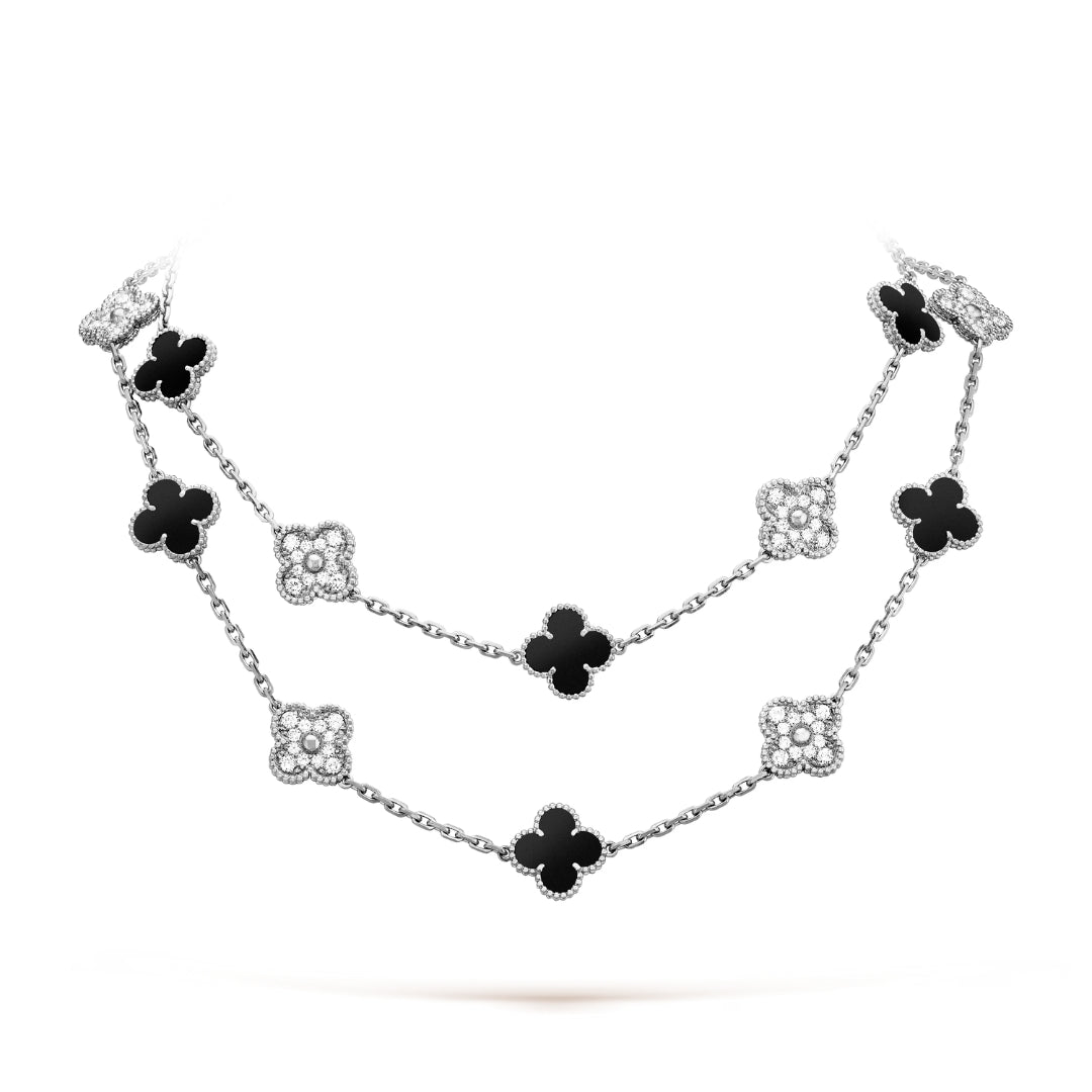 Belle Vante Necklace 20 Motifs Onyx Diamond 18K White Gold