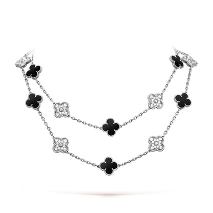 Belle Vante Necklace 20 Motifs Onyx Diamond 18K White Gold
