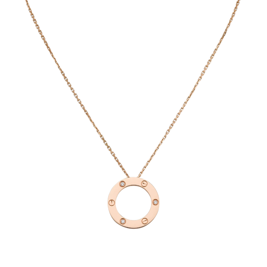 Love Pendant 3 Diamonds 18ct Rose Gold