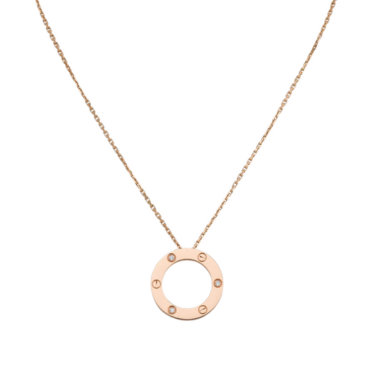Love Pendant 3 Diamonds 18ct Rose Gold