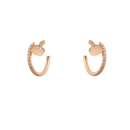 Juste Un Clou Hoop Earrings Small Paved Diamonds 18ct Gold