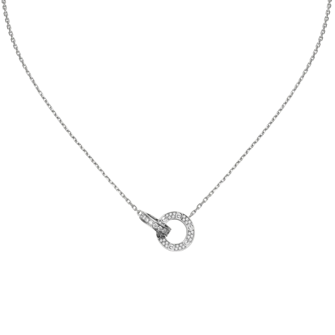 Love Pendant Small Interlinked Paved Diamonds 18ct White Gold