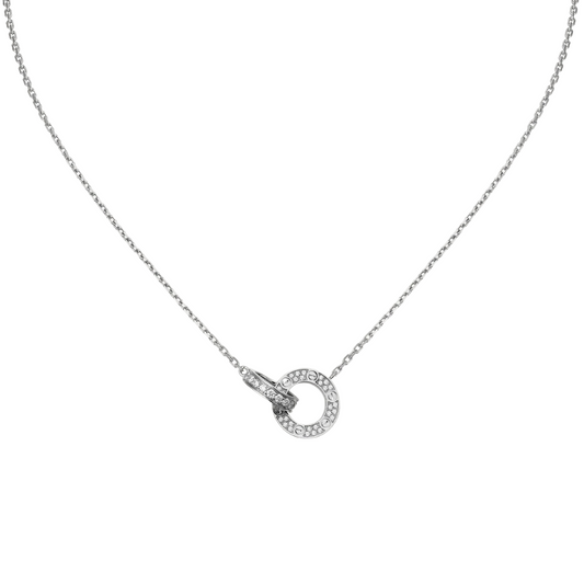 Love Pendant Small Interlinked Paved Diamonds 18ct White Gold
