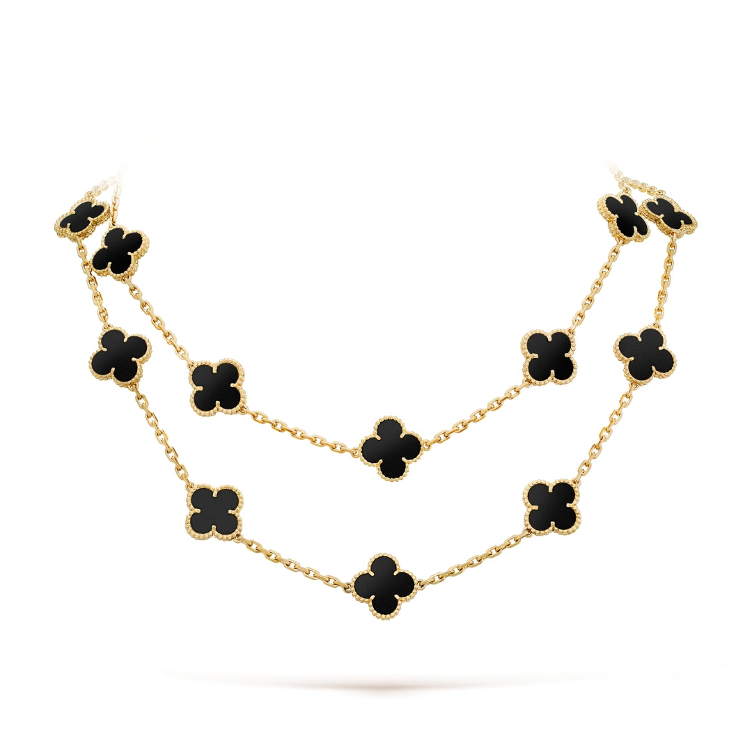 Belle Vante Necklace 20 Motifs Onyx 18K Yellow Gold
