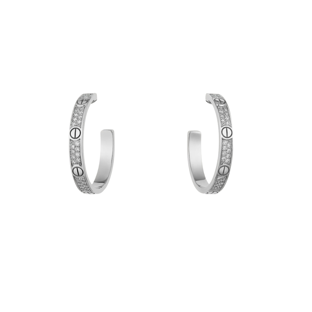 Love Hoop Paved Diamonds Earrings 18ct White Gold