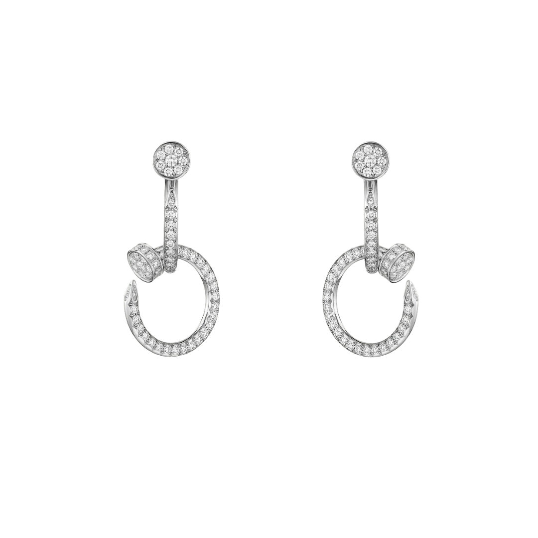 Juste Un Clou Earring Double Hoop Semi-Paved Diamonds 18ct Gold