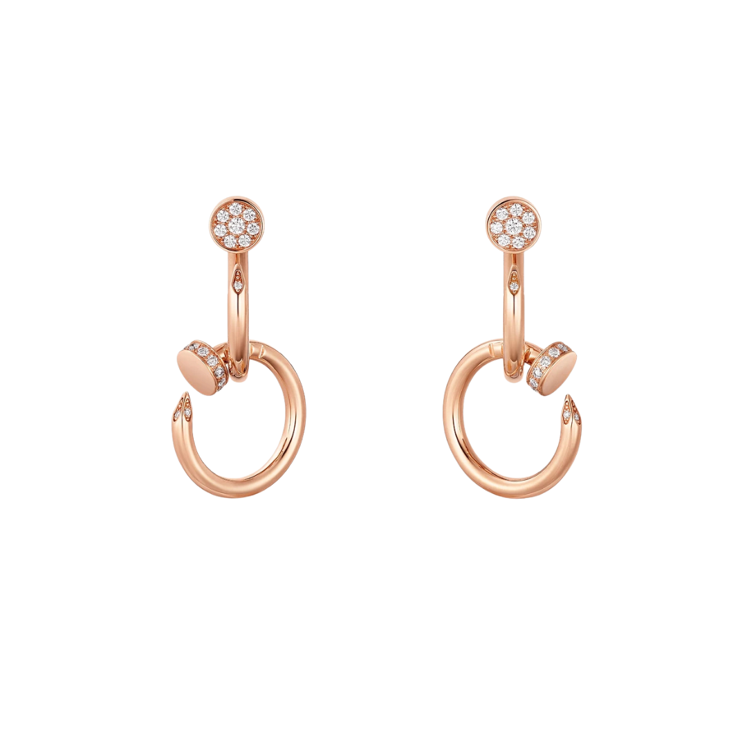 Juste Un Clou Earrings Double Hoop Diamonds 18ct Gold