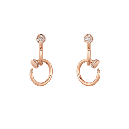 Juste Un Clou Earrings Double Hoop Diamonds 18ct Gold