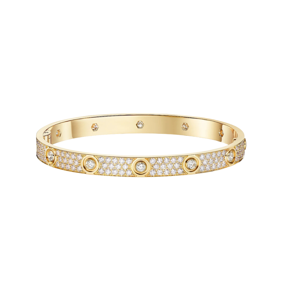 Full Paved 10 Diamonds Hinged Bracelet 18ct Gold