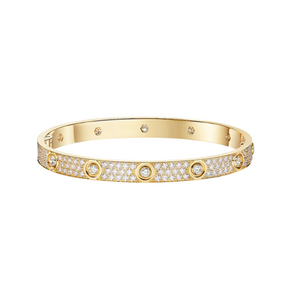 Full Paved 10 Diamonds Hinged Bracelet 18ct Gold