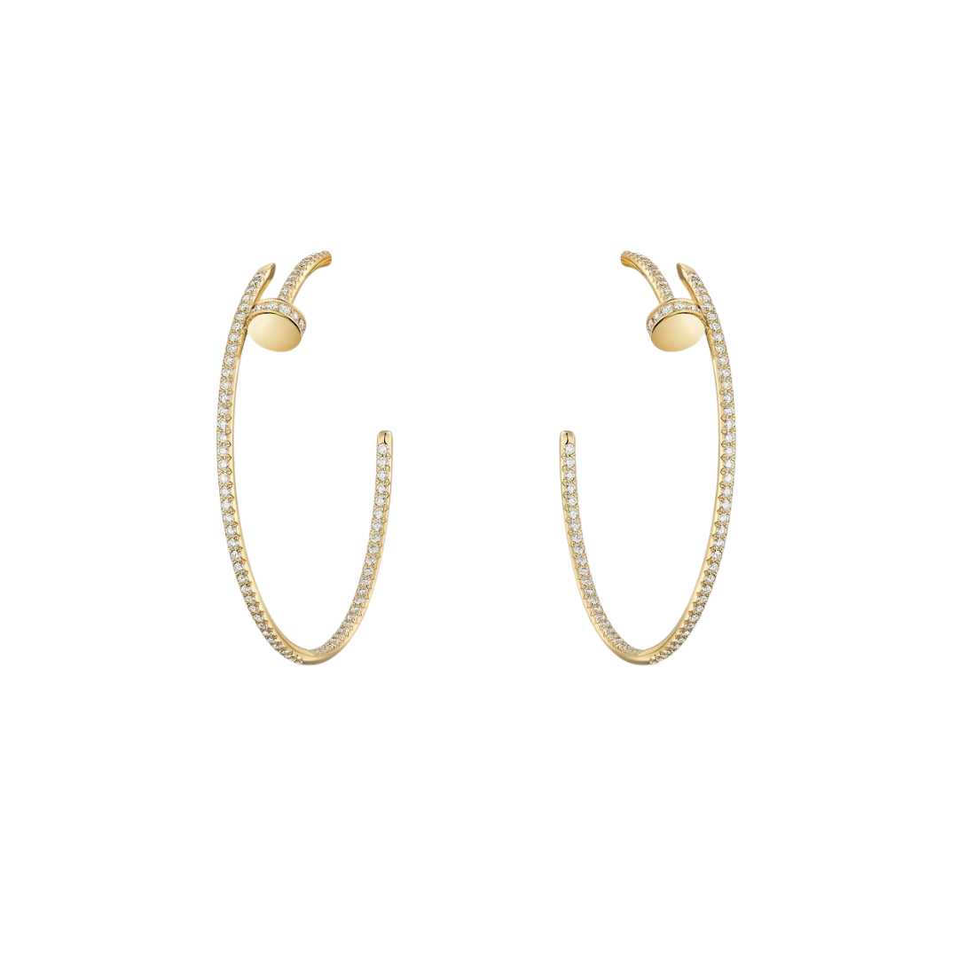 Juste Un Clou Hoop Earrings Large Paved Diamonds 18ct Gold