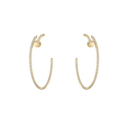 Juste Un Clou Hoop Earrings Large Paved Diamonds 18ct Gold