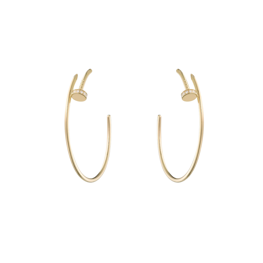Juste Un Clou Hoop Earrings Large Diamond Tip 18ct Gold