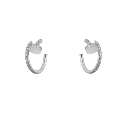 Juste Un Clou Hoop Earrings Small Paved Diamonds 18ct Gold