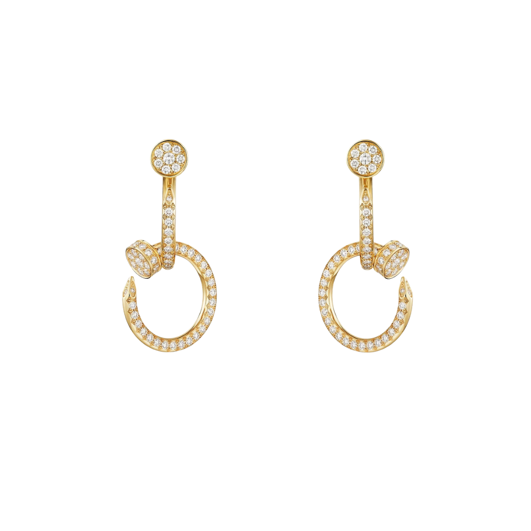 Juste Un Clou Earring Double Hoop Semi-Paved Diamonds 18ct Gold