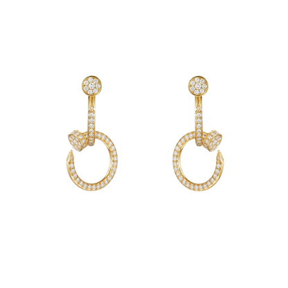 Juste Un Clou Earring Double Hoop Semi-Paved Diamonds 18ct Gold