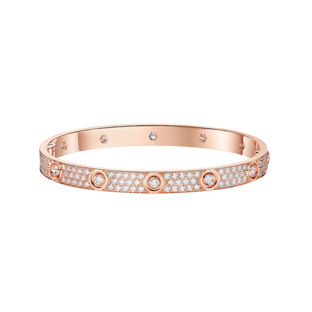 Full Paved 10 Diamonds Hinged Bracelet 18ct Gold
