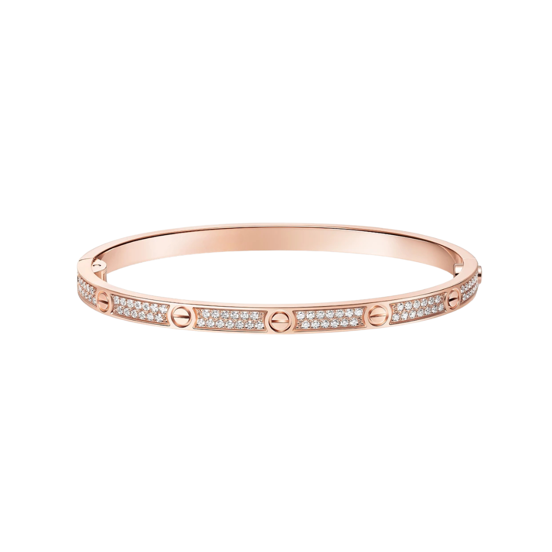 Small Full Paved Diamonds Hinged Bracelet 18ct Gold