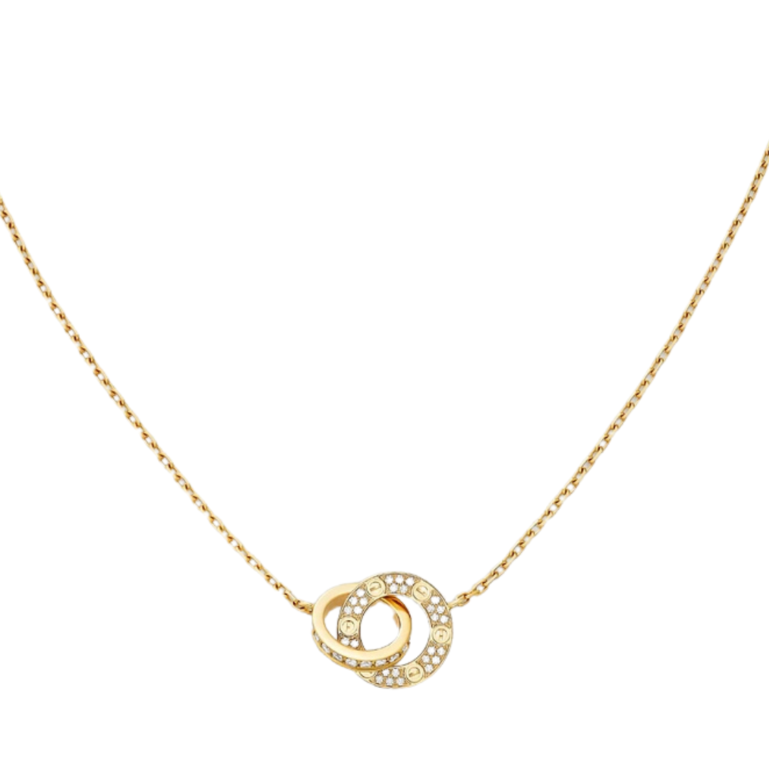 Love Pendant Small Interlinked Paved Diamonds 18ct Yellow Gold