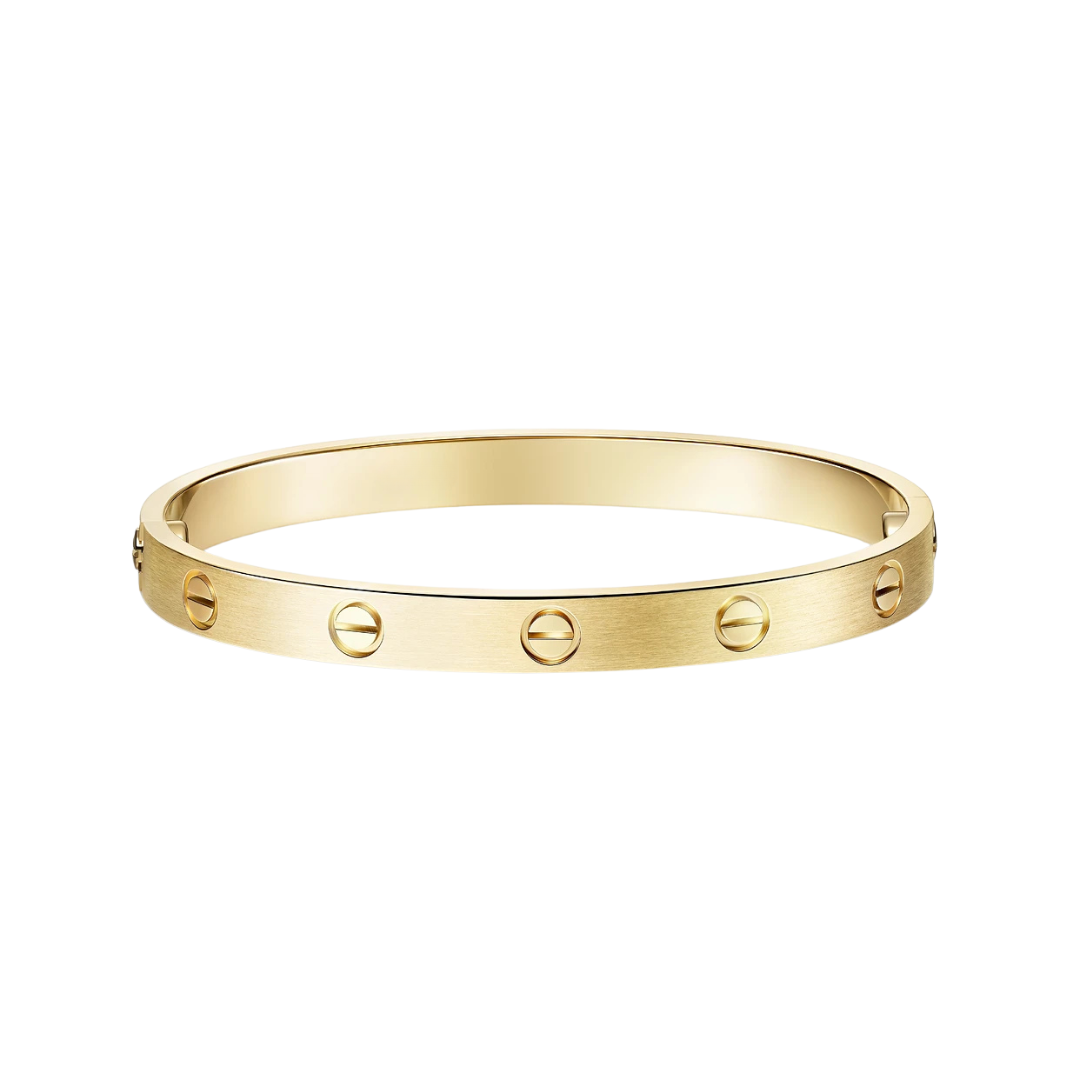 Brushed Finish Hinged Bracelet 18ct Gold