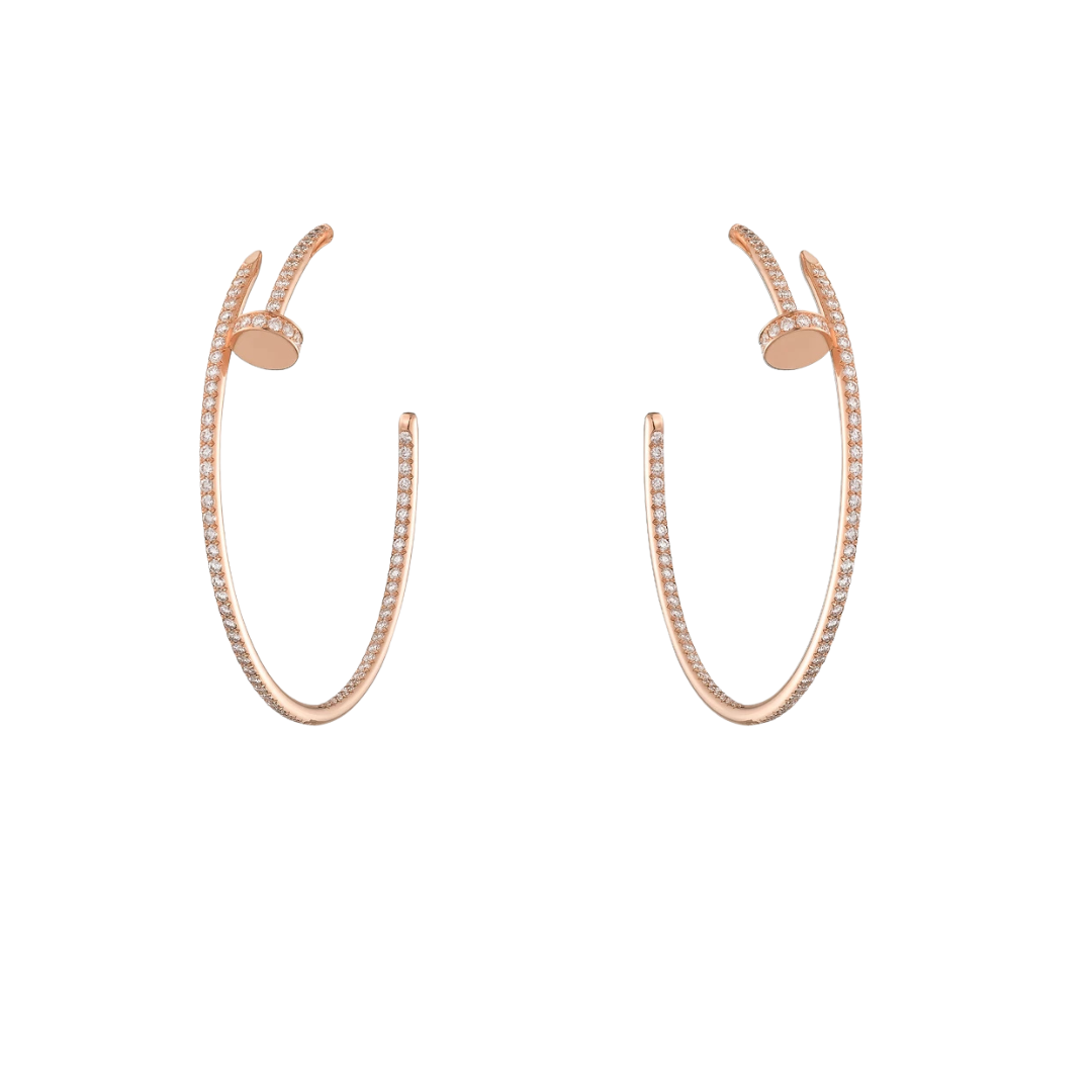 Juste Un Clou Hoop Earrings Large Paved Diamonds 18ct Gold