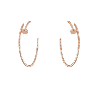 Juste Un Clou Hoop Earrings Large Paved Diamonds 18ct Gold