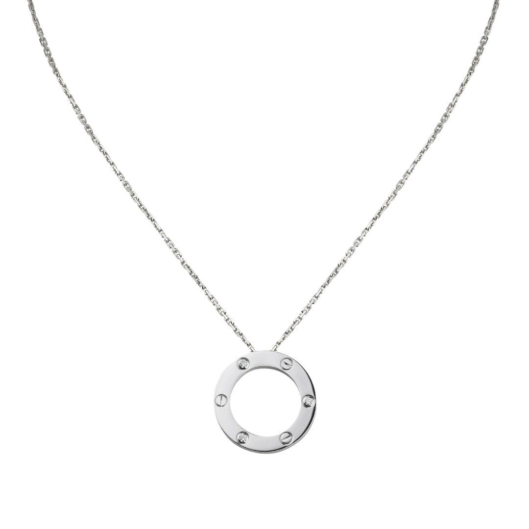Love Pendant 3 Diamonds 18ct White Gold