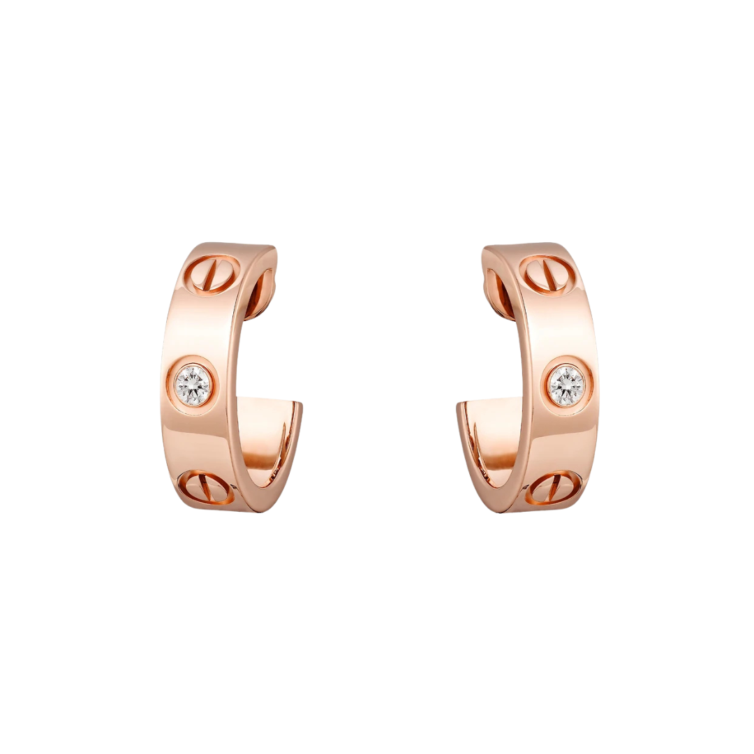 Love Hoop 2 Diamonds Earrings 18ct Rose Gold
