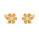 Fleurs d’Hawaï Earrings in 18K Yellow Gold with Citrine and Diamonds