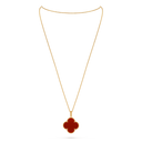 Magic Alhambra 1-Motif Long Necklace in 18K Yellow Gold with Carnelian