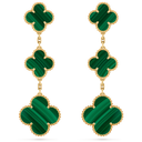 Magic Alhambra Earrings 3 Motifs in 18K Yellow Gold with Malachite