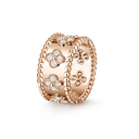 Perlée Clovers Ring in 18K Rose Gold with Diamond