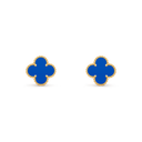 Vintage Alhambra Earrings in 18K Yellow Gold with Blue Agate