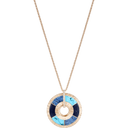 Medium Rose Gold Diamond Turquoise Sodalite Dumortierite Pendant