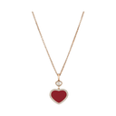 Happy Hearts Pendant Belle Vante Ethical Rose Gold Diamonds Red Stone